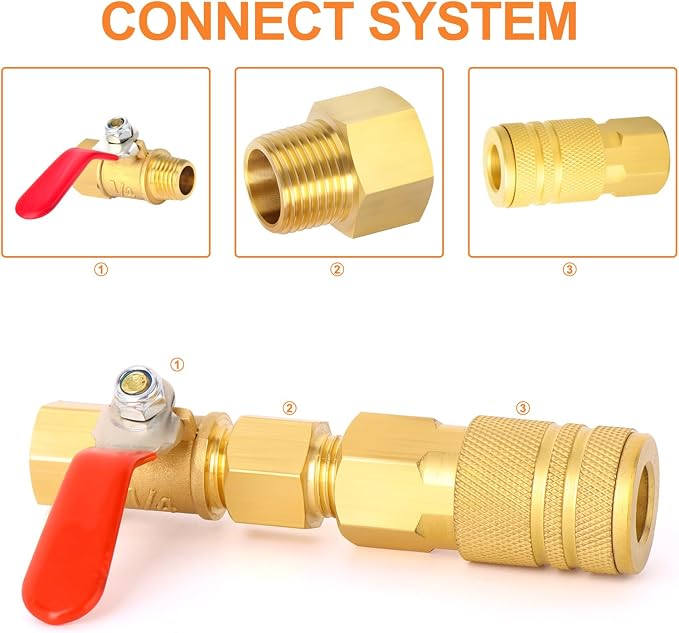 GASHER 5PCS Brass Pipe Fitting, 1/2-Inch Male Pipe x 1/2-Inch Female Pipe - Image 5