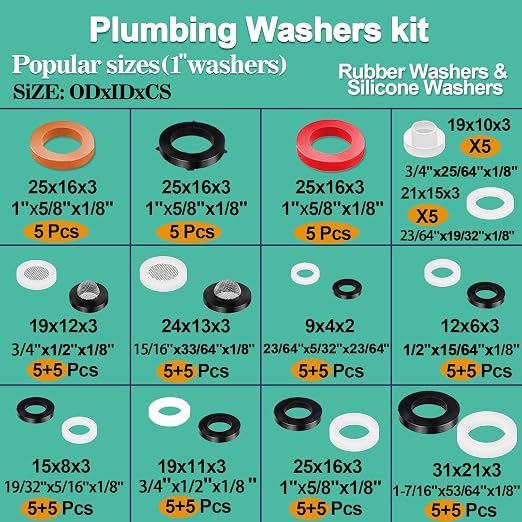 XBVV 32 Size 258 PC Faucet and Plumbing Rubber Washers Assortment Kit - Image 2