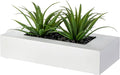 MyGift 10 Inch Artificial Green Grass in White Rectangular Wood Planter | by MyGiftHome