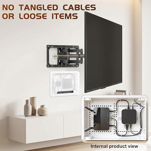 9" in Wall TV Media Box for Device & Cable Management Hidden Outlet Box - Image 2