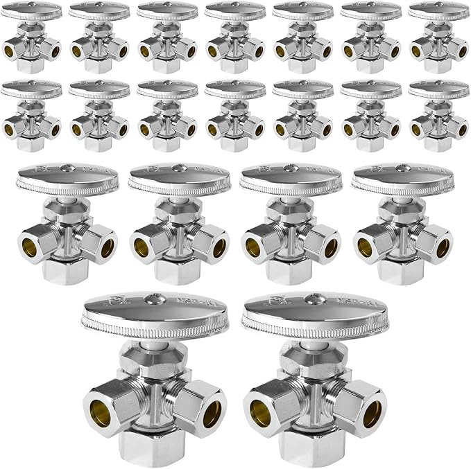 20PCS EFIELD Dual Compression Outlet Multi-Turn Angle Stop Valve | 1/2" NOM x by EFIELDPEXTUBING