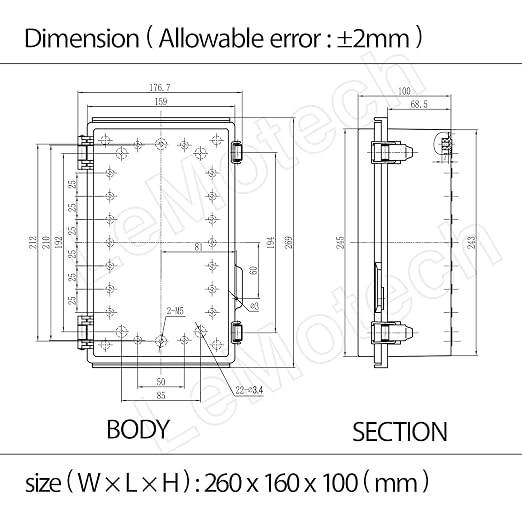 Electrical Box, IP67 Waterproof Hinged Clear Cover Stainless Steel Latch - Image 7