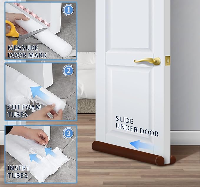 MAXTID Twin Door Draft Blocker for 36" 34" 32" 30" Interior Doors Under Door - Image 7
