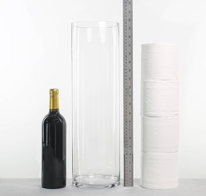 CYS EXCEL Cylinder Clear Glass Vase | Multiple Size Choices Glass Flower Vase - Image 3