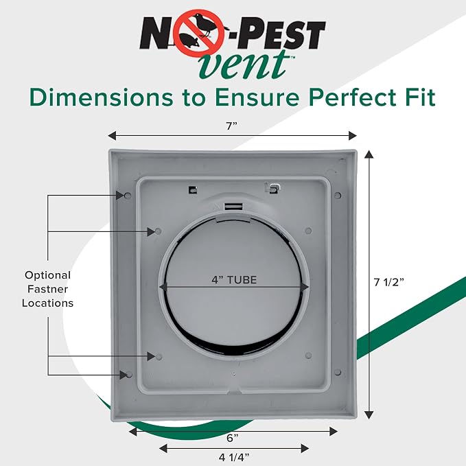 NO-PEST VENT Dual Door Dryer Vent Cover 4 Inch Outdoor, Made in USA, Highest - Image 5