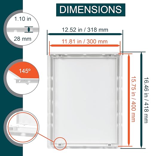 12" x 16" White ABS Plastic Plumbing Access Panel - Image 2