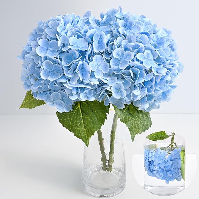 2Pcs 21in Hydrangea Artificial Flowers, Latex Real Touch Hydrangeas | Lifelike by MARTINEMALL