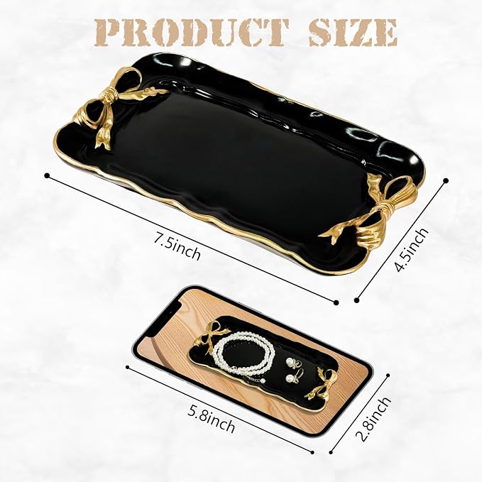 Warmtree Bow Jewelry Tray, Coquette Trinket Dish, Vanity Decor | Decorative Tray - Image 2