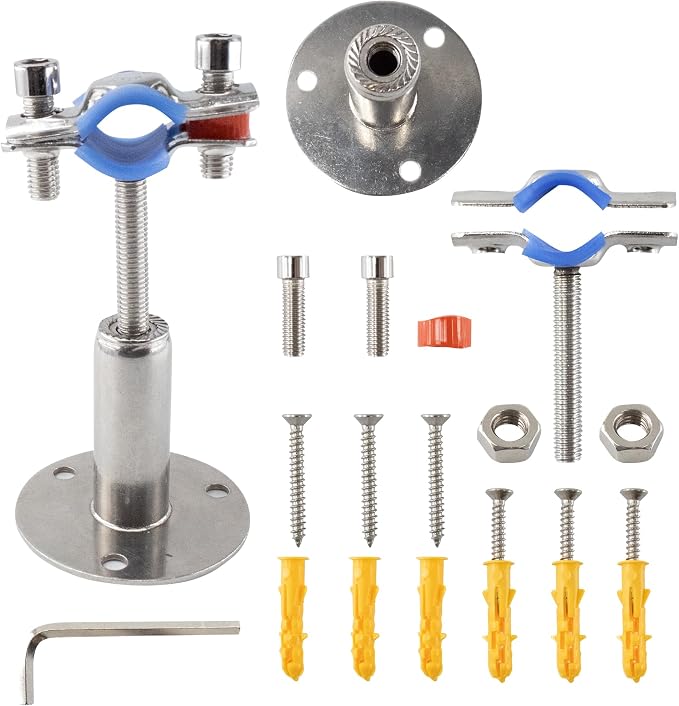 304 Stainless Steel Wall Mount Ceiling Mount Pipe Supports, Adjustable Pipe - Image 3