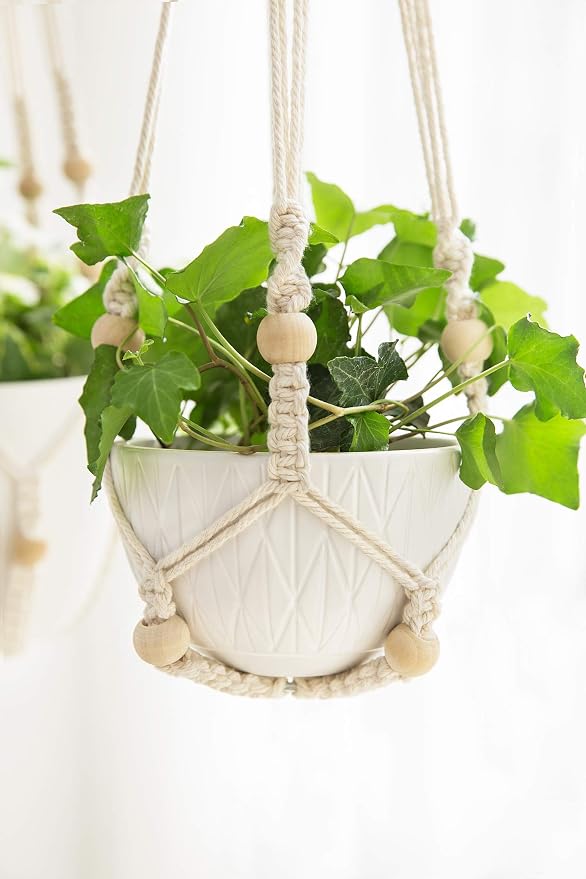 Mkono 3 Pack Macrame Plant Hangers Hanging Planters - Image 9