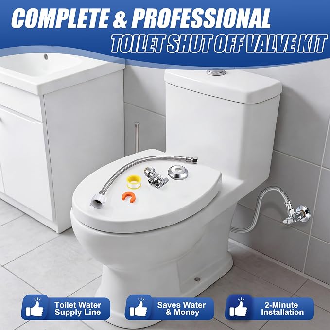 Dreyoo Complete Toilet Shut Off Valve Set - Image 2