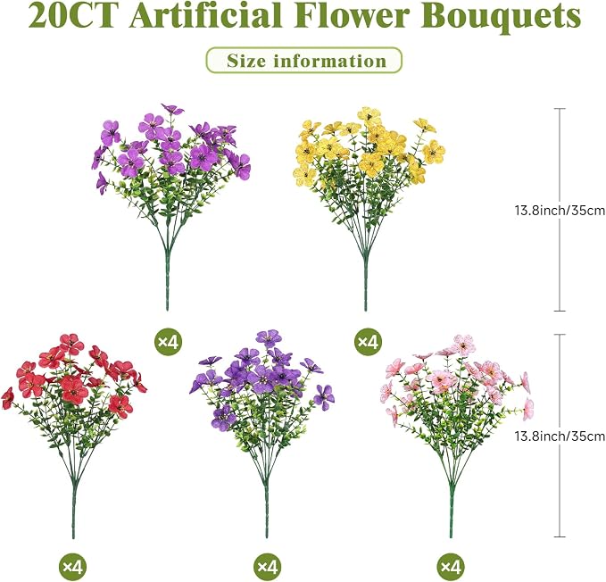 Alupssuc 20 Bundles Artificial Flowers - Image 3