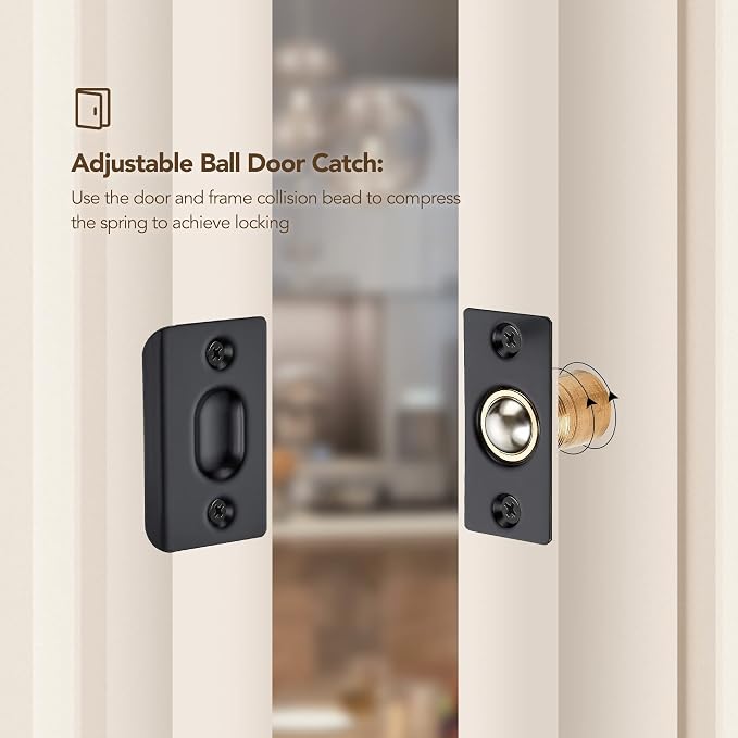 Ravinte Matte Black Door Ball Catch, Closet Door Latch Adjustable, 4 Pack | - Image 7