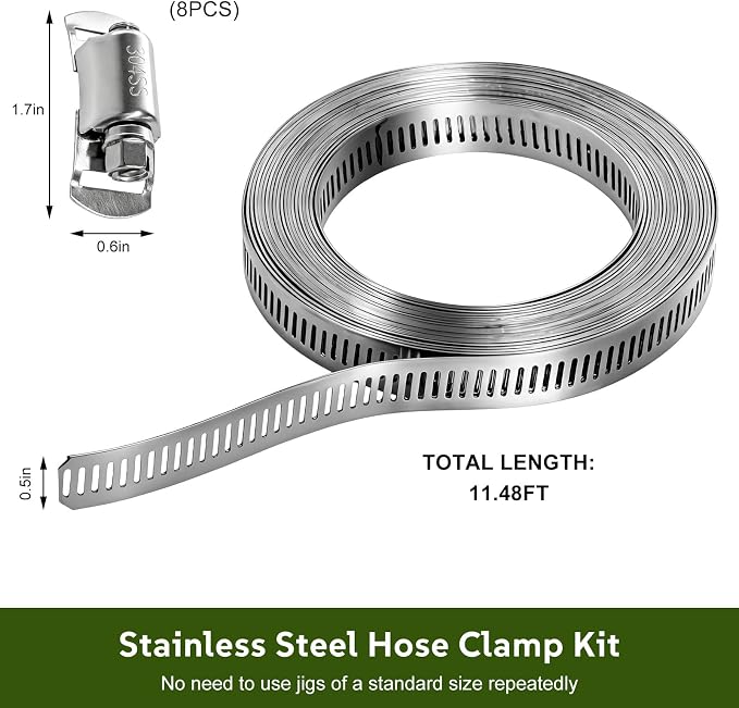 9 PCS Car Hose Clamp Kit, 12 FT 304 Stainless Steel Strap - Image 2