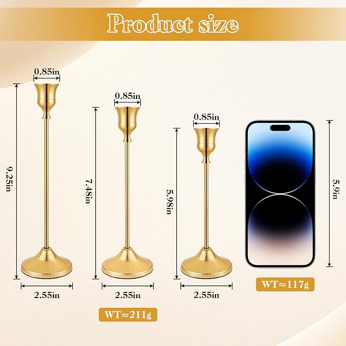 Candlestick Holders-3PCS, Taper Candle Holder - Image 2
