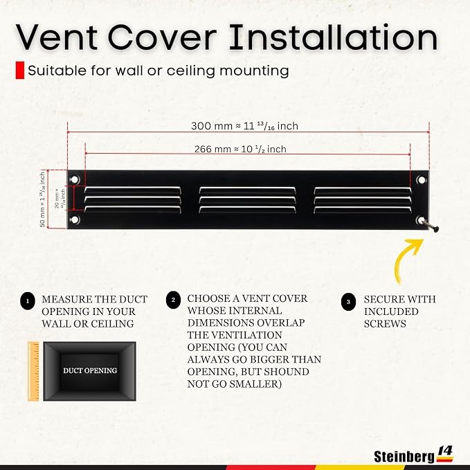 Steinberg14 Black Vent Cover 10x1 - Image 5