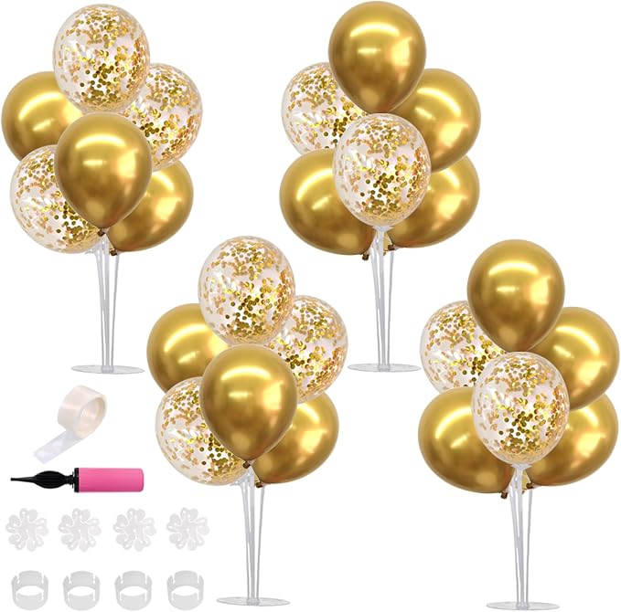 TONIFUL 4 Set Gold Balloon Stand Balloon Centerpieces by TONIFUL