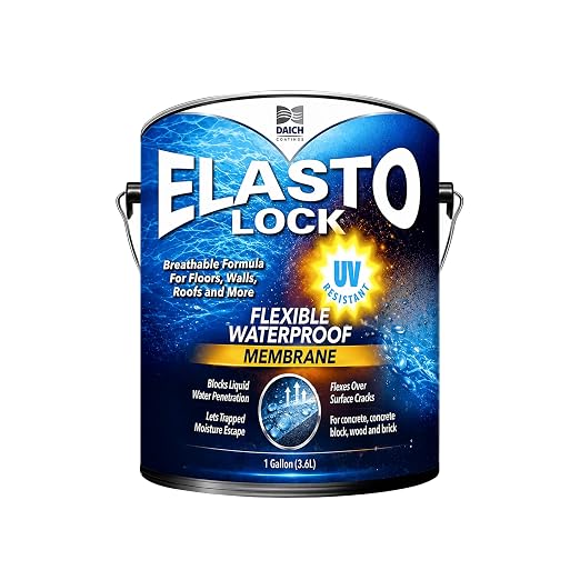 ElastoLock Waterproof Membrane Coating 1 Gallon, Exterior Foundation Sealer by Daich