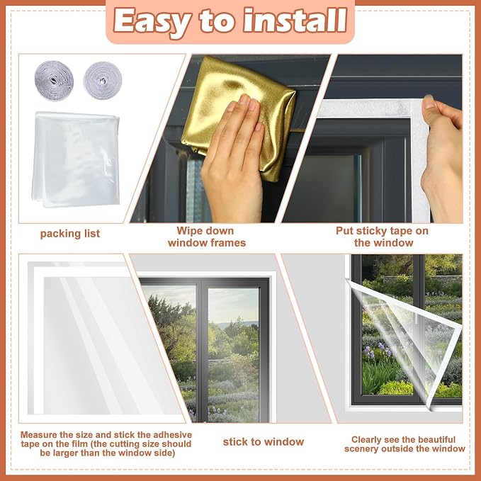 Beveer Window Insulation Kit 26 x 38 Inch, Cuttable Film, Waterproof | Window - Image 5