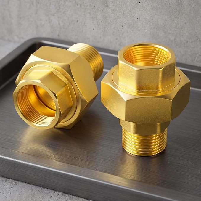 GASHER 2PCS 1/2" NPT Brass Union Pipe Fitting | 1/2 Inch Male x 1/2 Inch Female - Image 8
