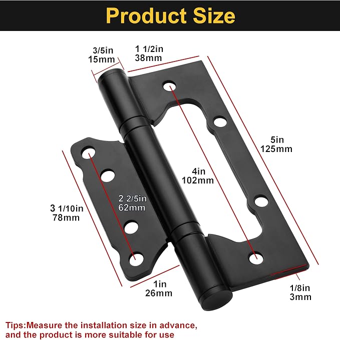 4Pcs No Mortise Door Hinges, Heavy-Duty 304 Stainless Steel Hinges | - Image 4