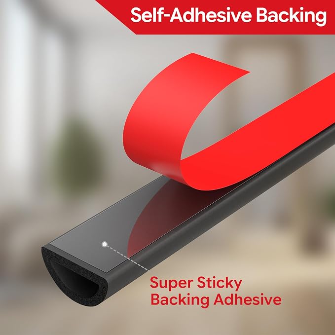 26 Feet Weather Stripping Door Seal Self Adhesive EPDM Foam Rubber Seal Strip - Image 4