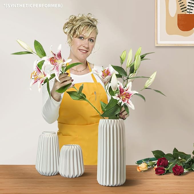 Ceramic Vases Set of 3-White Vase - Image 6