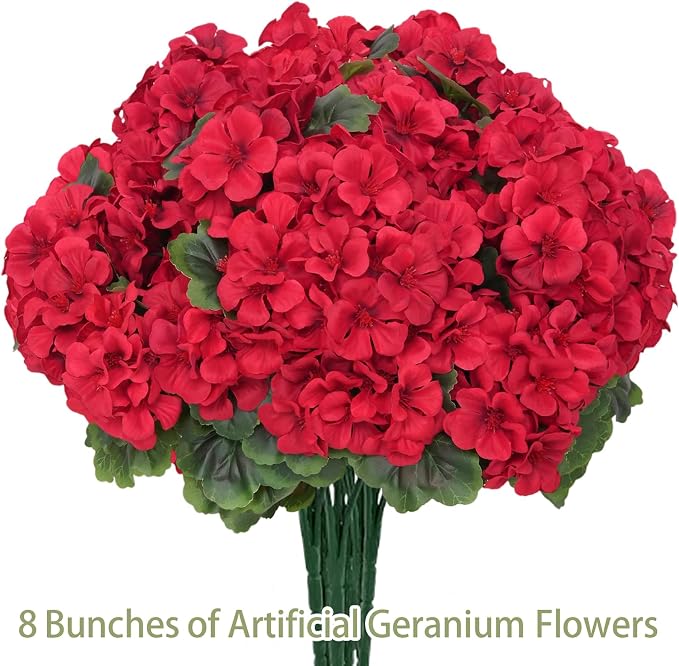 8 Pcs Artificial Geraniums Flowers - Image 4