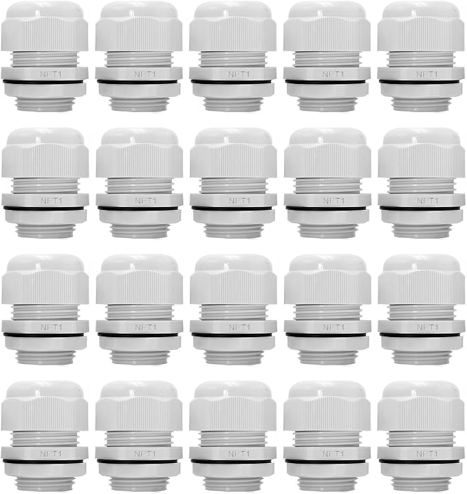 MAKERELE 20Pcs 1 Inch Grey NPT Cable Glands, IP68 Waterproof | Plastic Nylon by MAKERELE