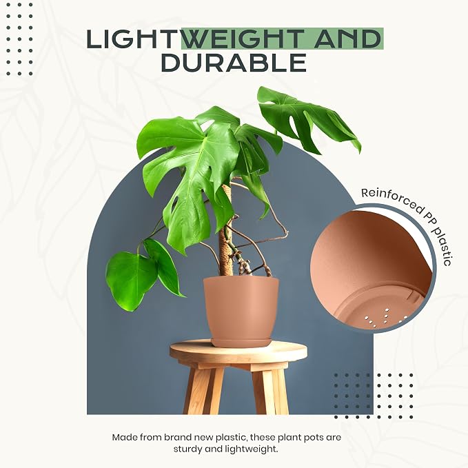 Plant Pots Indoor with Drainage 10 Pack Multi-Size Planters Set Terracotta | - Image 6