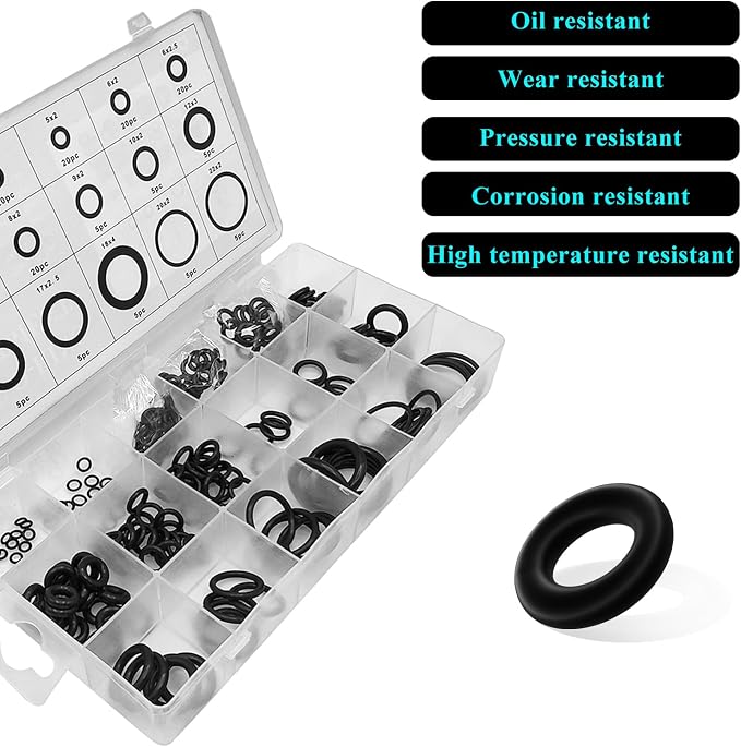 225PCS Rubber O-Ring Assortment Kit, 18 Sizes Heat-Resistant Rubber O Ring - Image 3