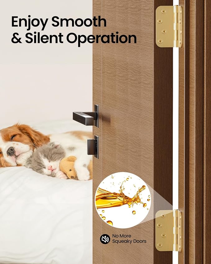 Gold Door Hinges 3 Pack 4 Inch Rounded - Image 2