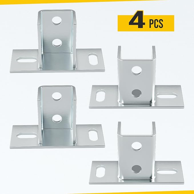 4 Pack U Post Base for 1-5/8" Strut Channel, Floor Ground Mount Bracket | Heavy - Image 6