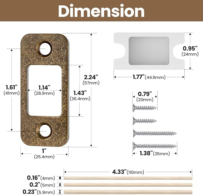 Deadbolt Strike Plate Door Backplate 1" x 2-1/4" Round Corner | 1 Pack - Image 2