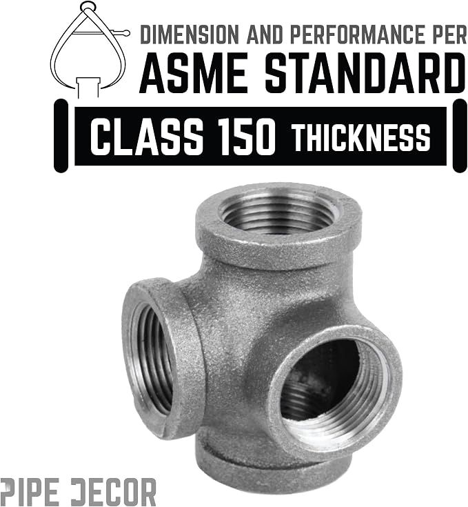 1/2" Side Outlet Tee Fitting, PIPE DECOR Black Malleable Iron Fittings Fit - Image 5