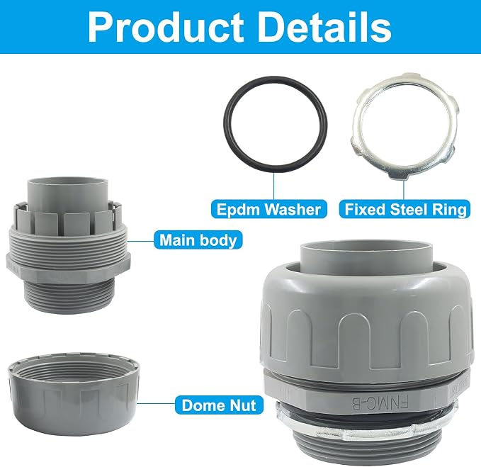 2Pcs 2 Inch NPT Liquid Tight Connector | Nonmetallic Straight, Electrical - Image 4