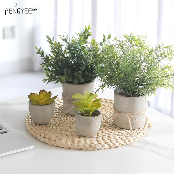 4 Pack Small Fake Plants in Pulp Pot - Image 7