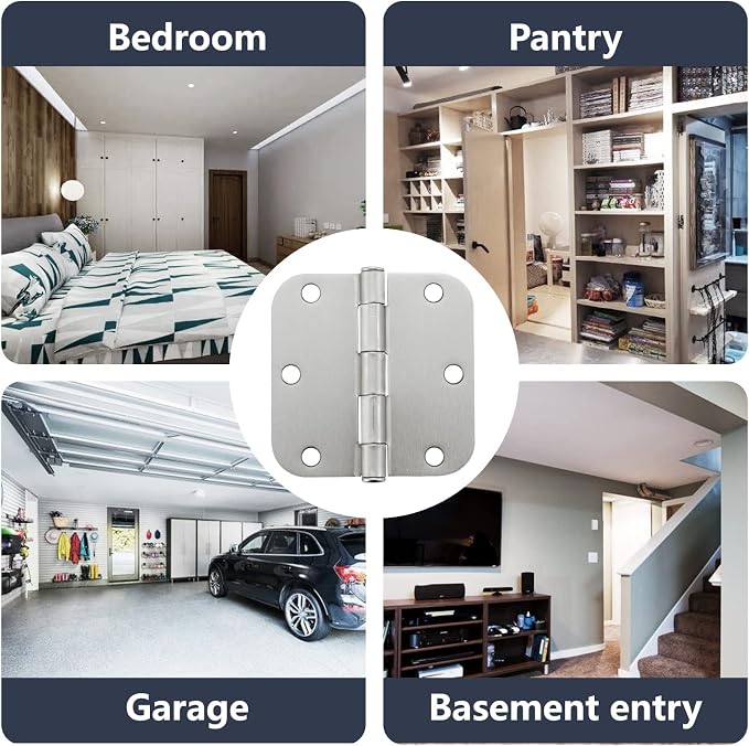 3.5 Inch Interior Door Hinges, 5/8 Inch Radius, Satin Nickel, 3 Pack | - Image 7