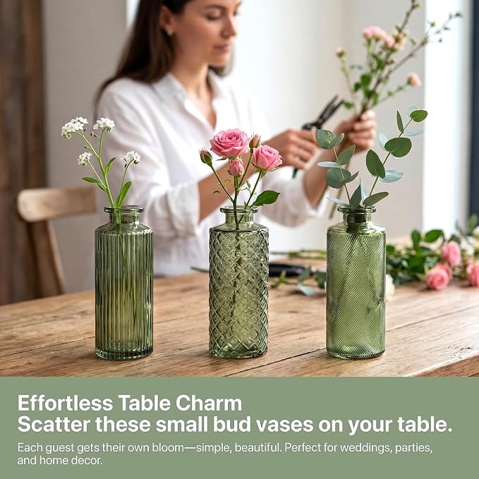Glass Bud Vases 30 Pack, Small Green Flower Vases - Image 6
