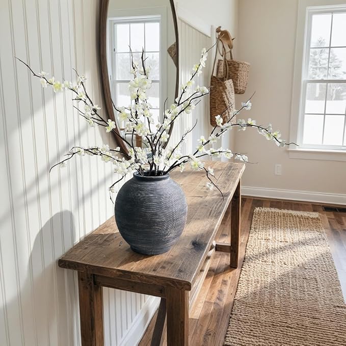 Large Black Ceramic Vase, 10.8" H, Farmhouse Table Vase, Rustic Vintage Style - Image 7