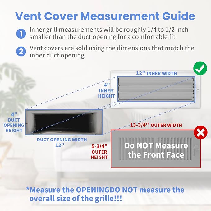 12 x 4 Inch Air Vent Covers for Wall or Ceiling - Image 6