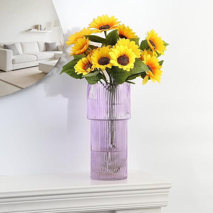Purple Glass Vase, 12 Inches Tall Vase - Image 7