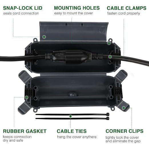 3 Pack Outdoor Extension Cord Waterproof Cover, - Image 3