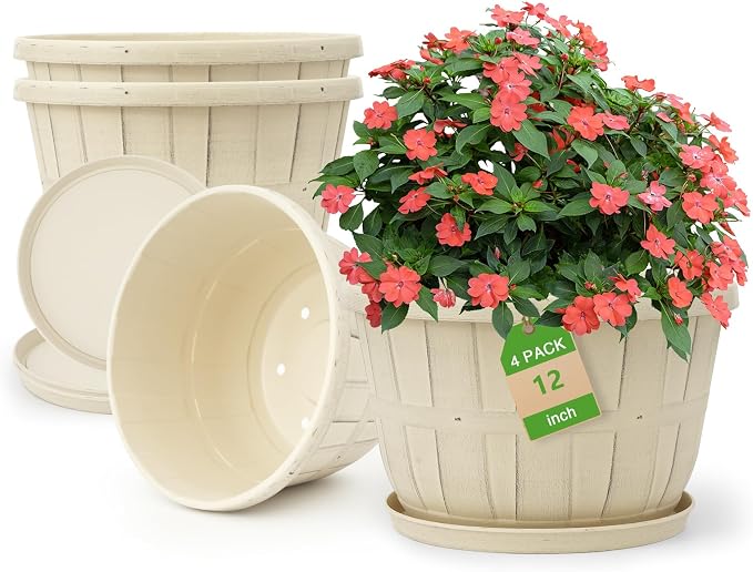 Quarut 12 Inch 4 Pack Large Planters Pot by Quarut