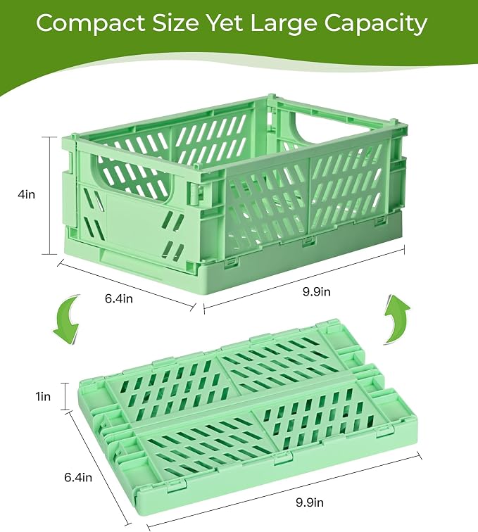 HUUSMOT 4-Pack Collapsible Plastic Storage Baskets, 9.8"x6.5"x3.8" | Pastel - Image 3