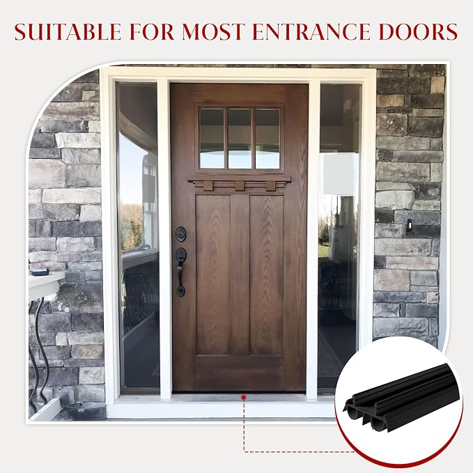 2 Pcs 36" Black Double Bubble Kerf Door Sweep | 1-3/4" Wide Weatherstrip Seal - Image 5