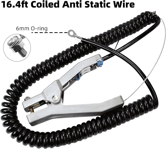 Ground Cable Clamp, 16.4FT Coiled Grounding Wire, Aluminum Alloy Anti Static - Image 3