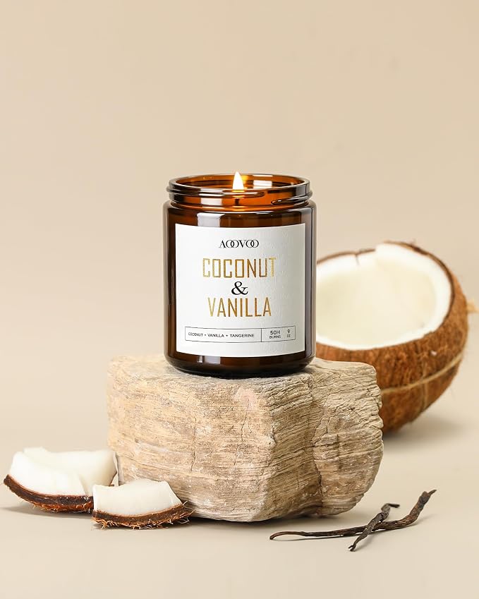 AOOVOO Coconut Vanilla Candles - 9 oz Scented Candles - Image 2