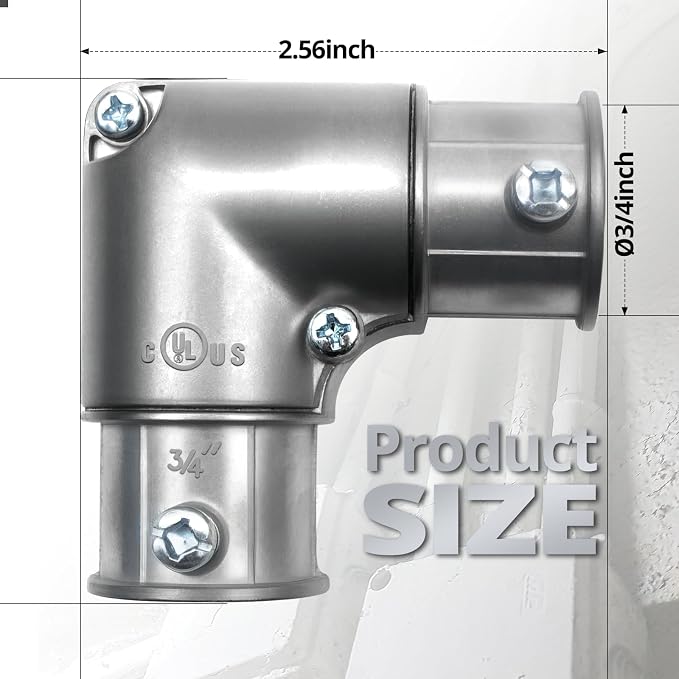 3/4" 90 Degree Inside Corner Pull-Elbow, EMT Fitting, 10 Pack | Zinc Die-Cast - Image 2