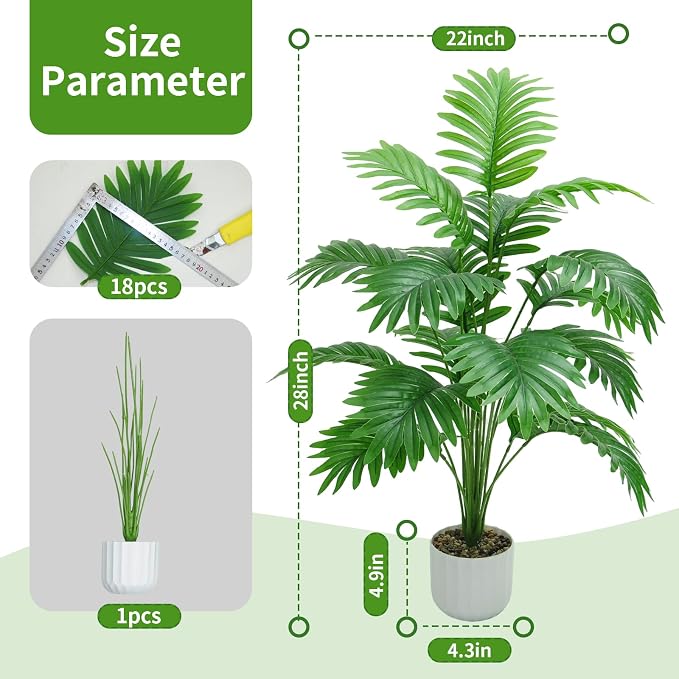 Freyalife 28“ Fake Plant Large Artificial Plam Tree - Image 6